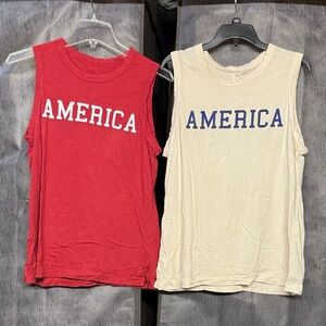 Women's America Muscle Tees - Red and Cream